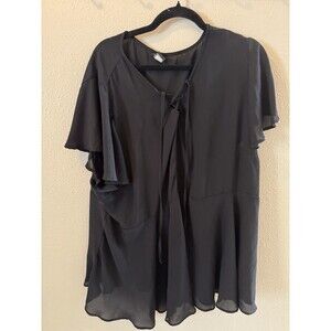 Torrid Black Blouse  Size 4XL Short Sleeve Chiffon